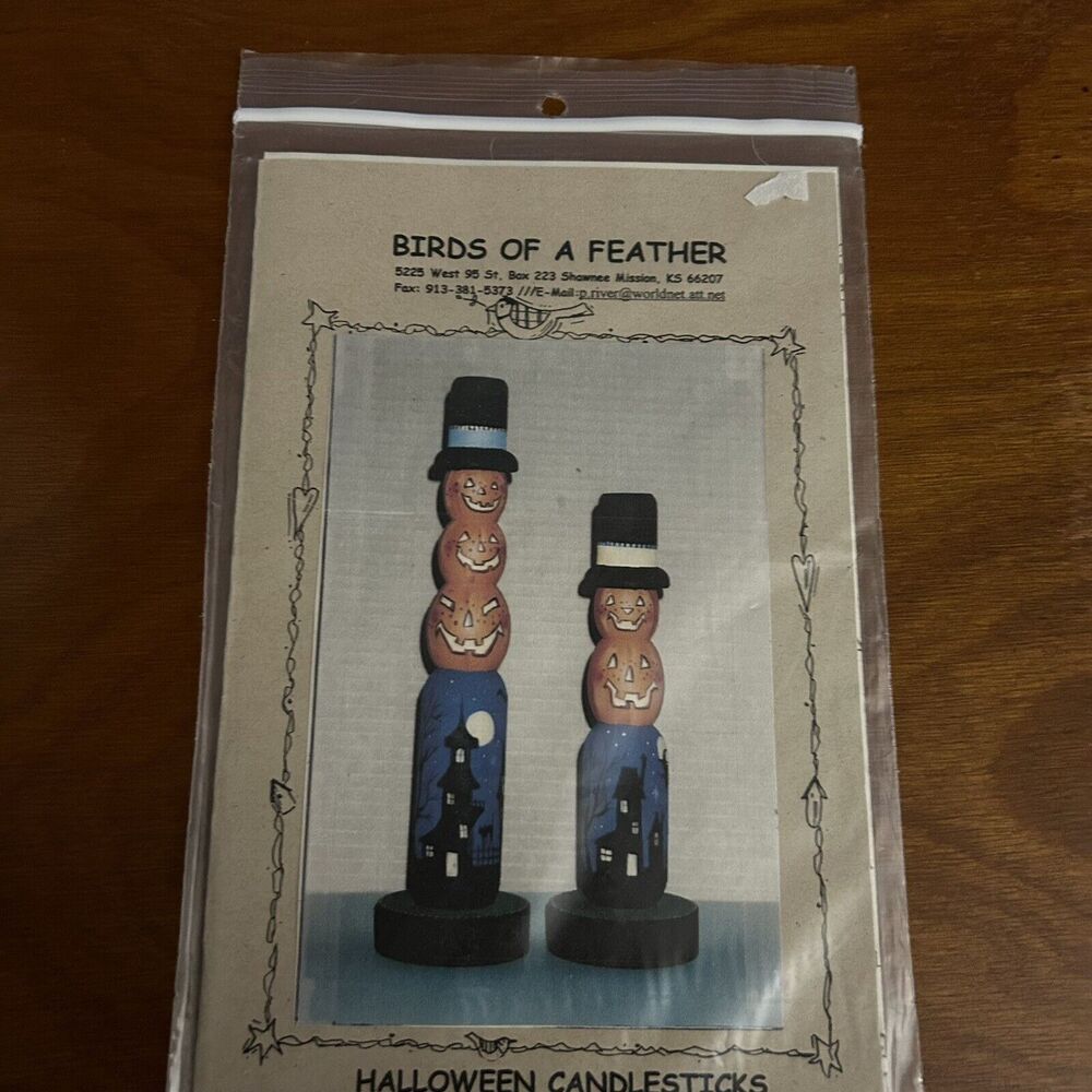 Birds Of A Feather Halloween Candlesticks Pattern/Instructions Vtg Painting